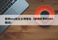 鄭州seo優(yōu)化公司排名（鄭州厲害的SEO顧問）