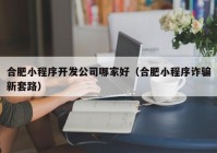 合肥小程序開發(fā)公司哪家好（合肥小程序詐騙新套路）