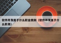 軟件開發(fā)屬于什么職業(yè)類別（軟件開發(fā)屬于什么職務(wù)）